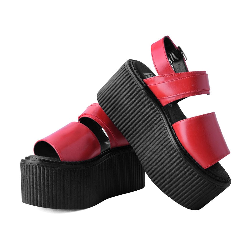 TUK Shoes Strato Sandal Brush Off Red Faux Leather