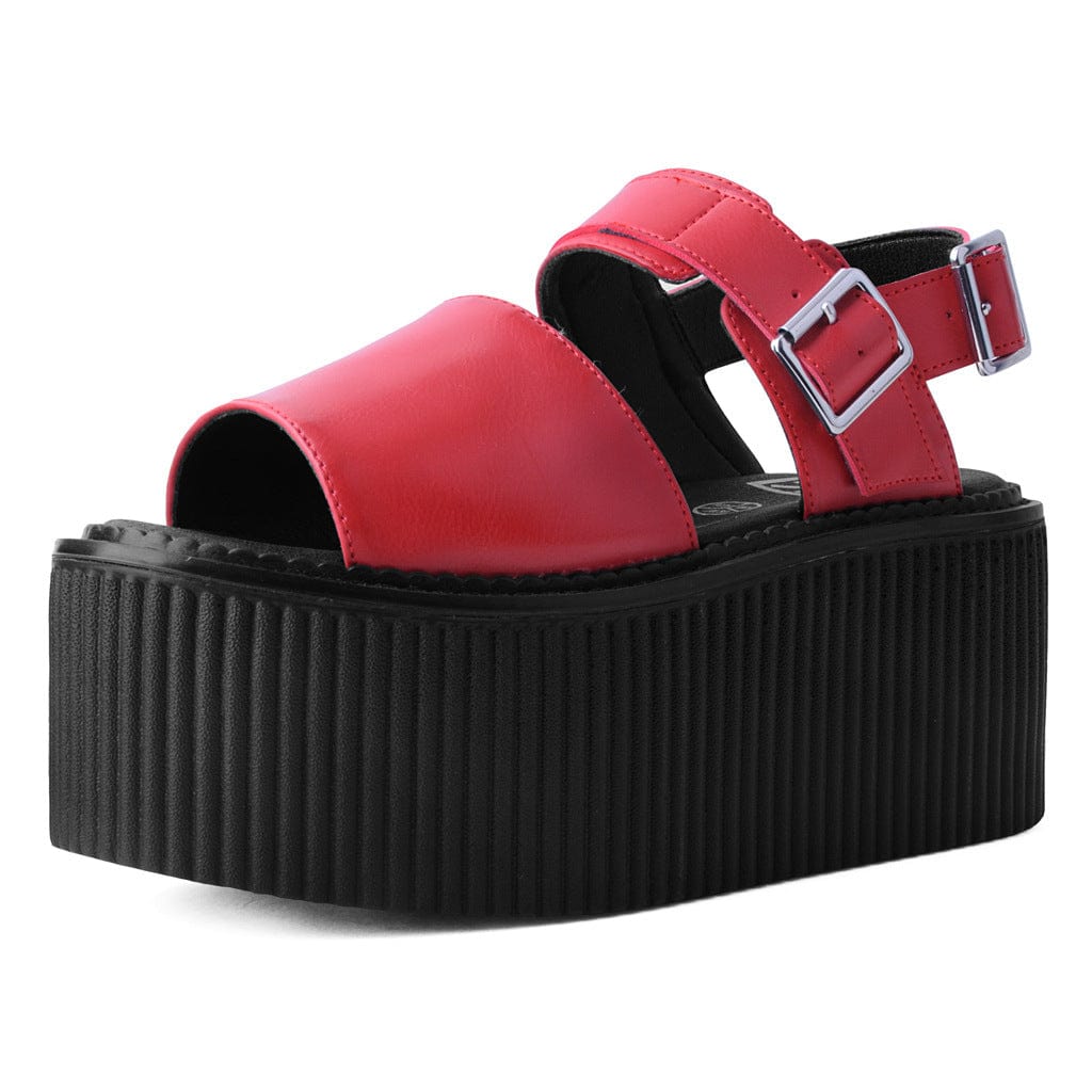 TUK Shoes Strato Sandal Brush Off Red Faux Leather