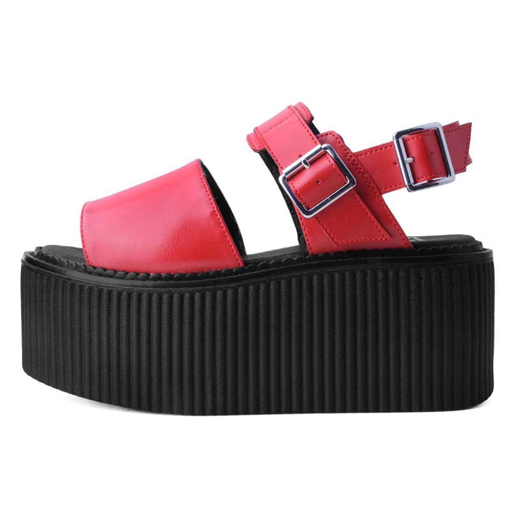 TUK Shoes Strato Sandal Brush Off Red Faux Leather