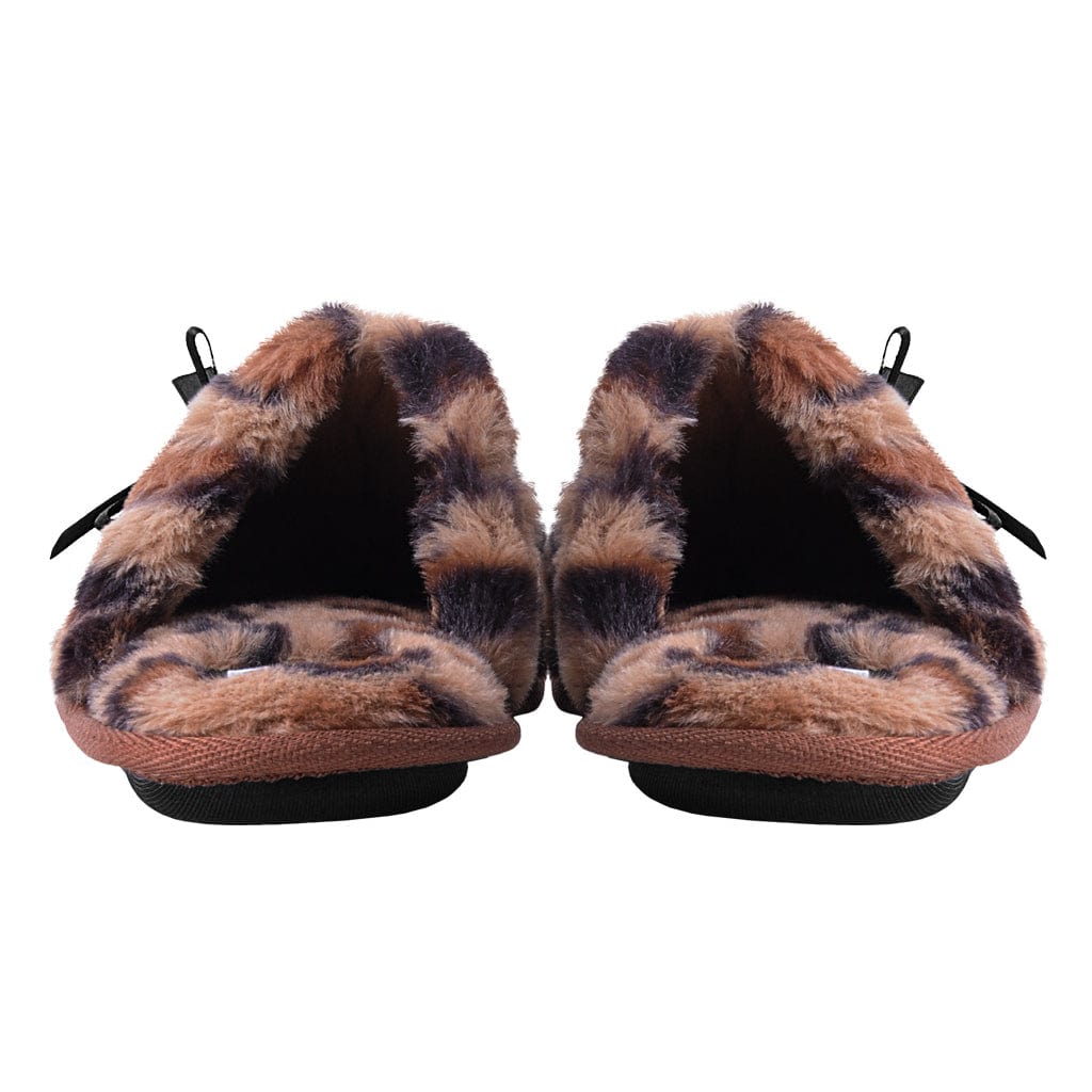 TUK Shoes Slipper Brown Leopard Faux Fur