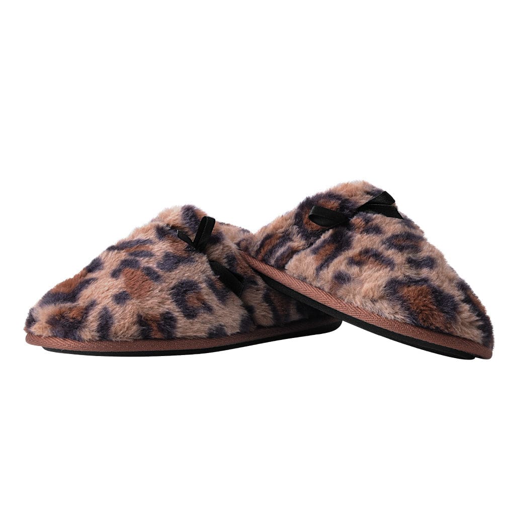 TUK Shoes Slipper Brown Leopard Faux Fur