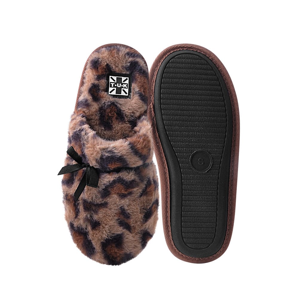 TUK Shoes Slipper Brown Leopard Faux Fur