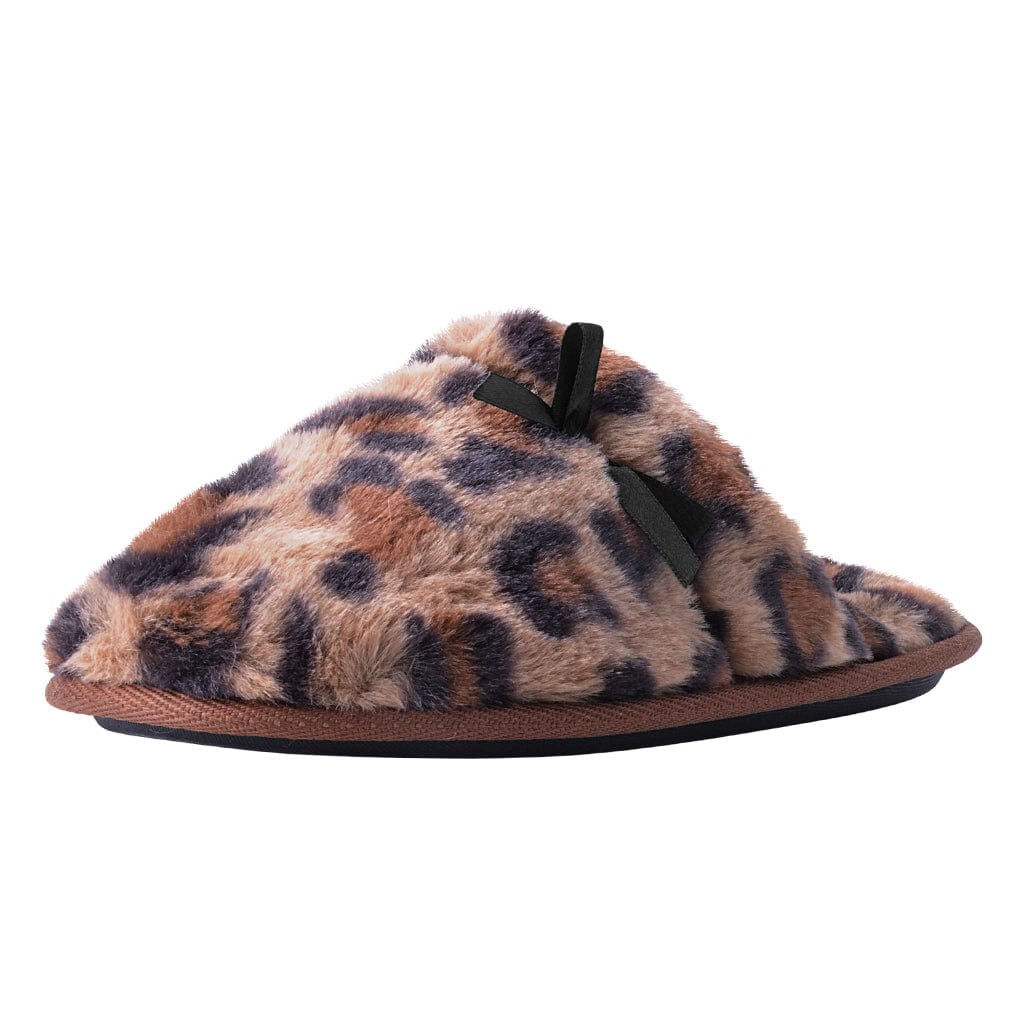 TUK Shoes Slipper Brown Leopard Faux Fur