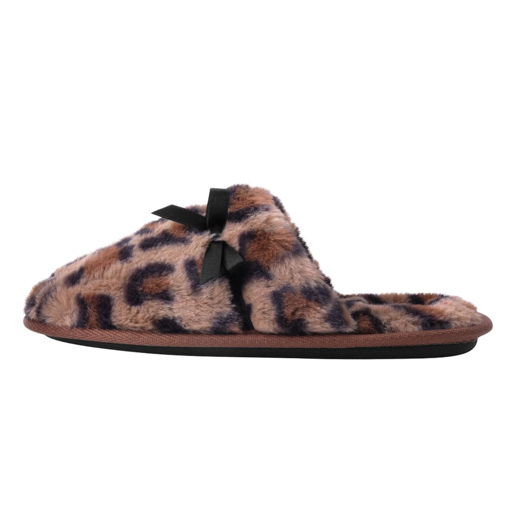 TUK Shoes Slipper Brown Leopard Faux Fur