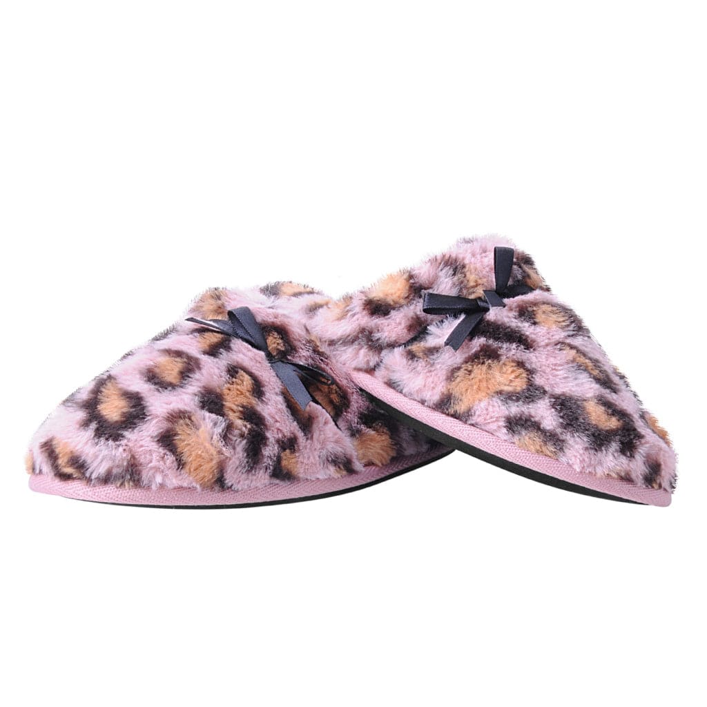 TUK Shoes Slipper Pink Leopard Faux Fur