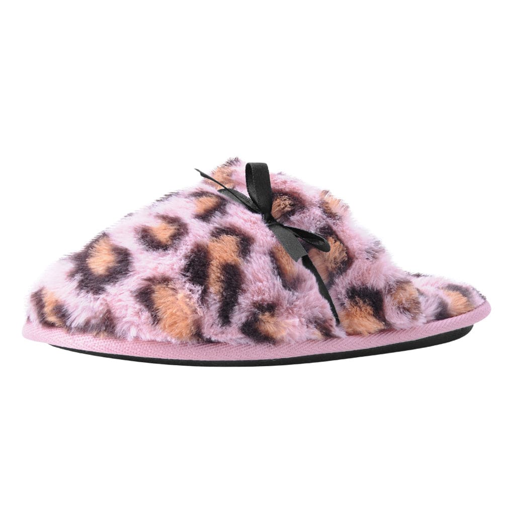 TUK Shoes Slipper Pink Leopard Faux Fur