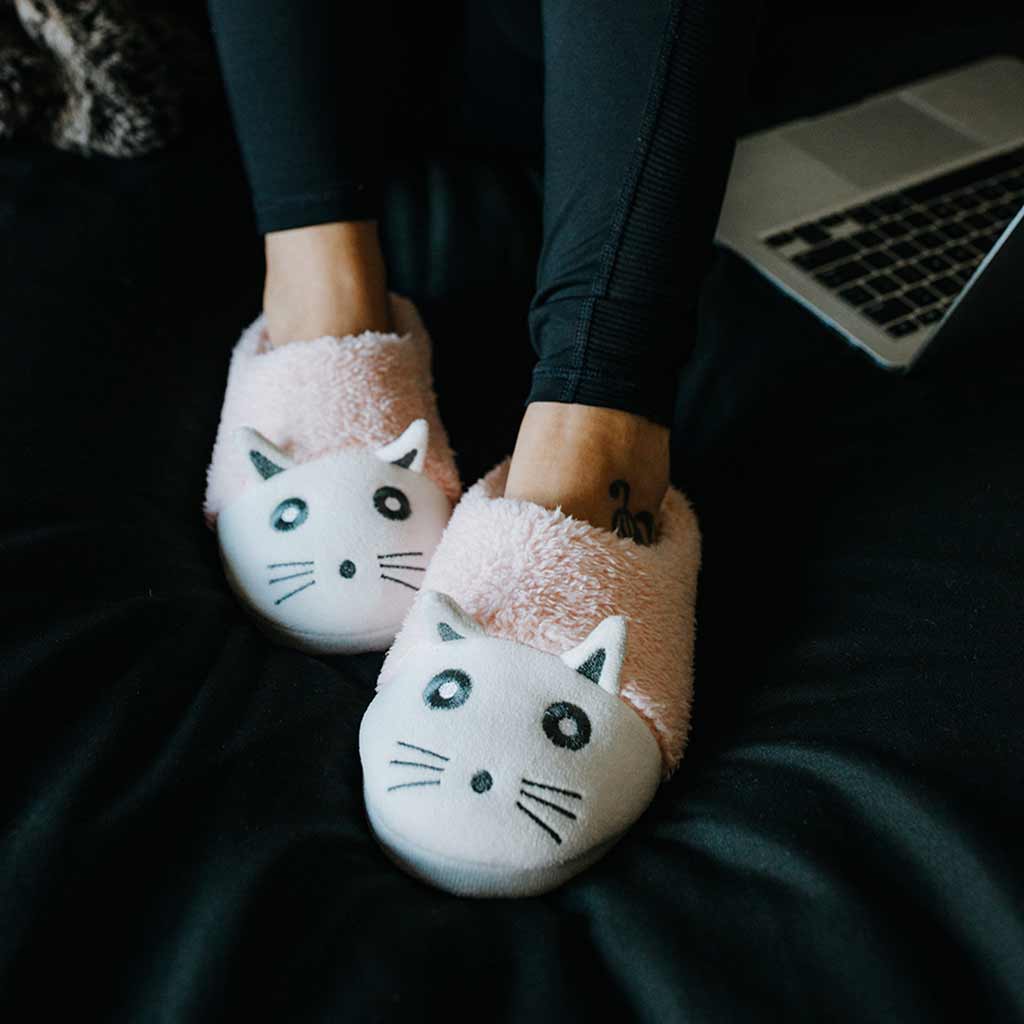 TUK Shoes Slipper Pink Kitty Faux Fur