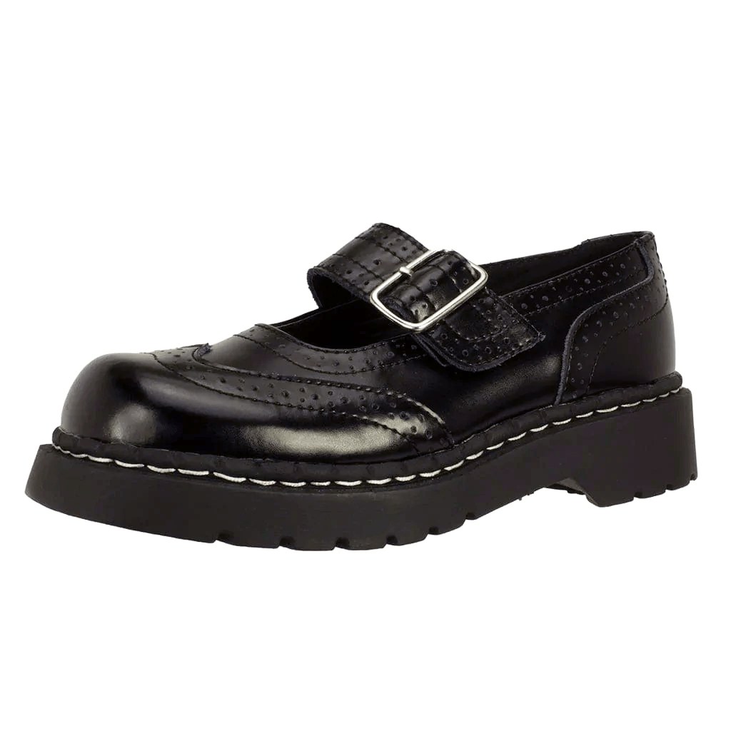 TUK Shoes Anarchic Mary Jane Brogue Black Leather