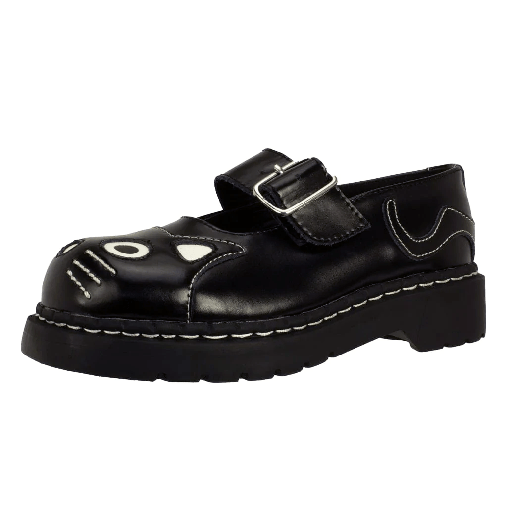 TUK Shoes Anarchic Mary Jane Kitty Black Leather