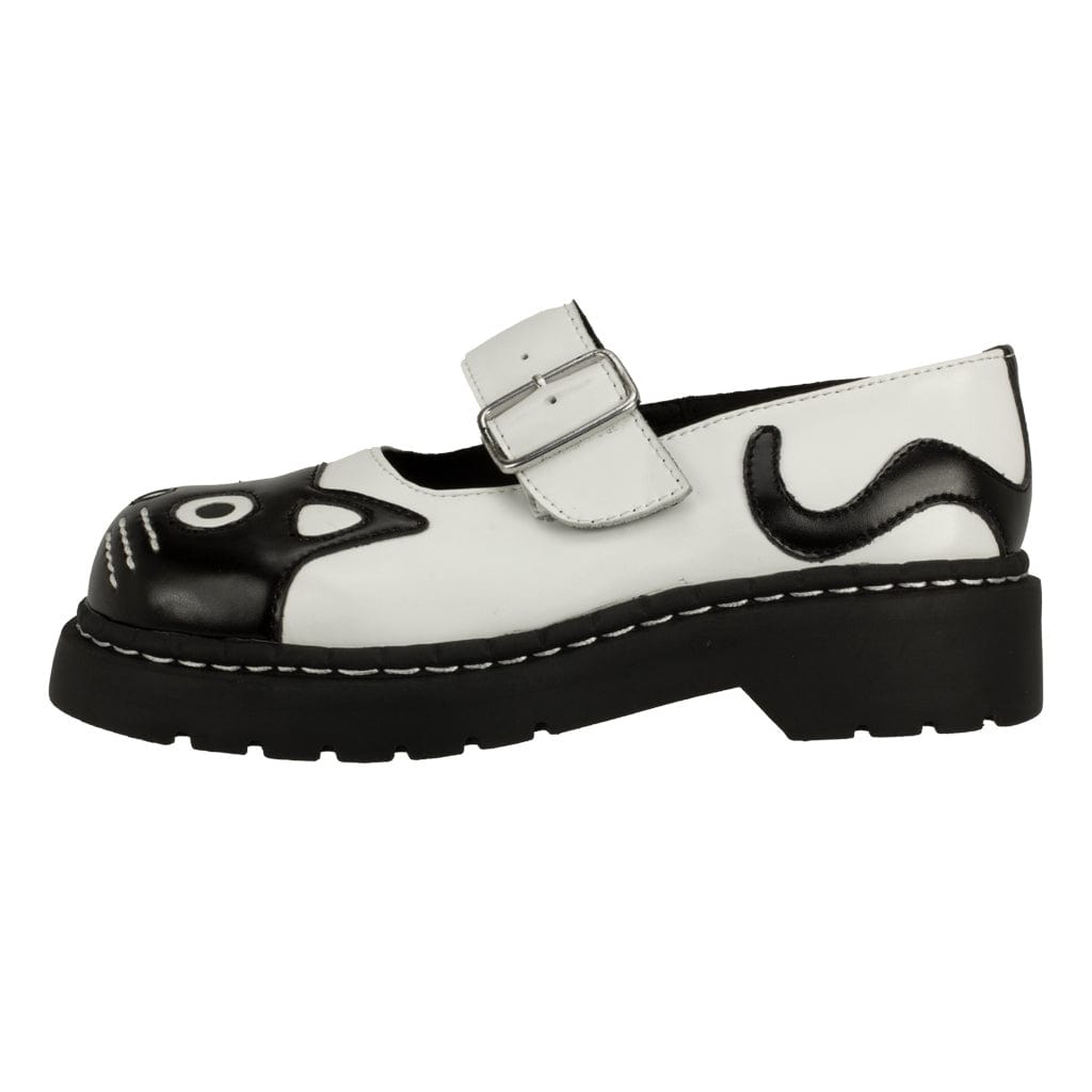 TUK Shoes Anarchic Mary Jane Kitty Black & White Leather