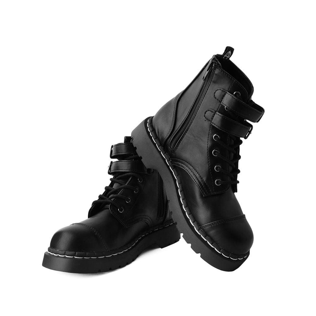 TUK Shoes Anarchic Capped Toe Boot Black Vegan Faux Leather