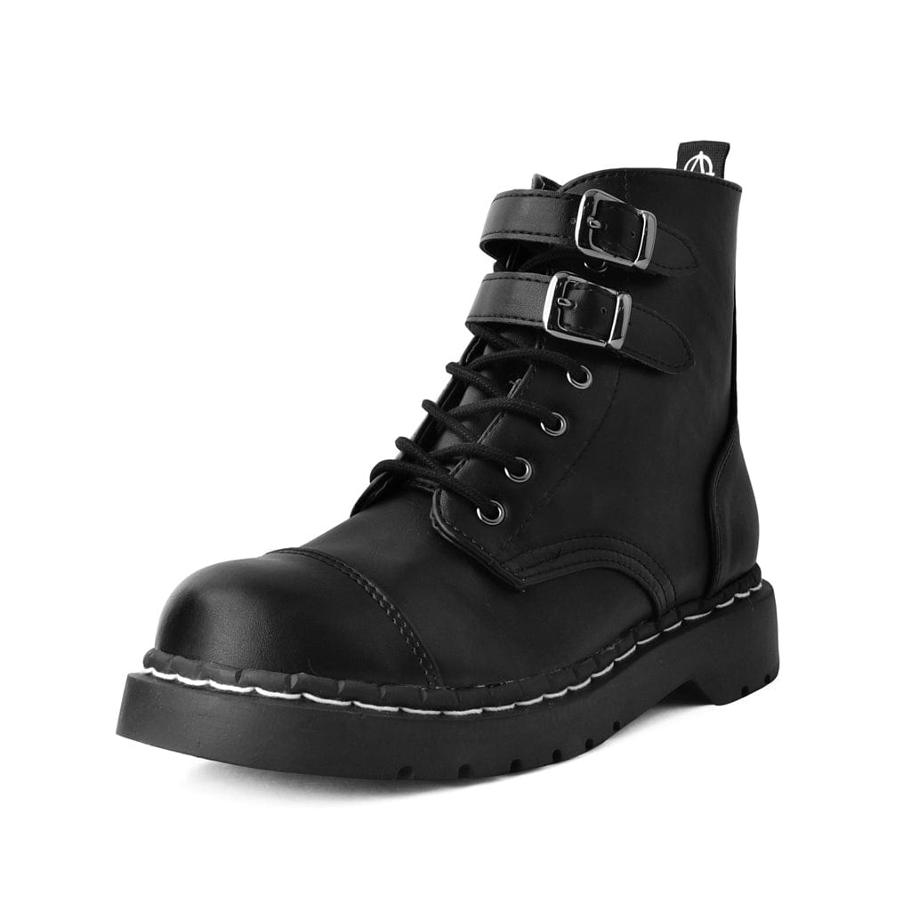 TUK Shoes Anarchic Capped Toe Boot Black Vegan Faux Leather