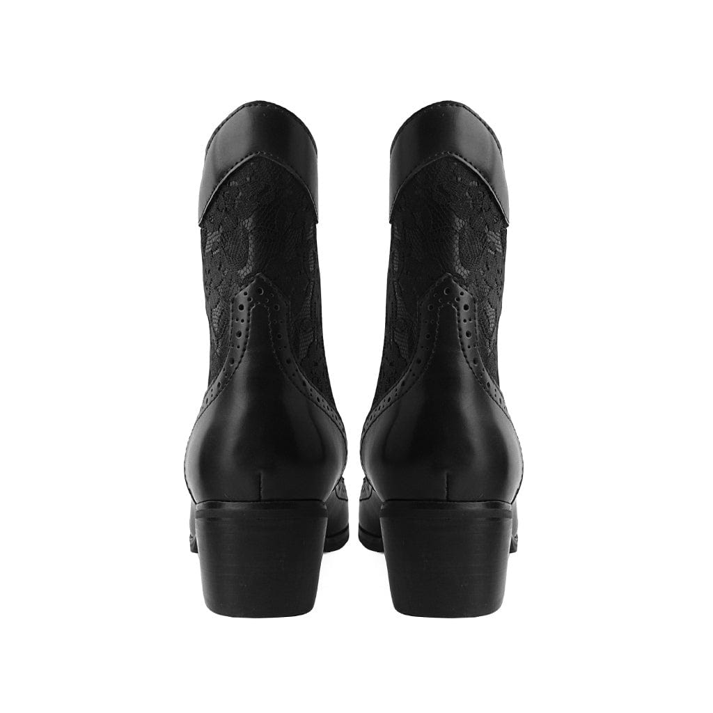 TUK Shoes Anarchic Pointed Cuban Heel Victorian Lace Black Vegan Leather