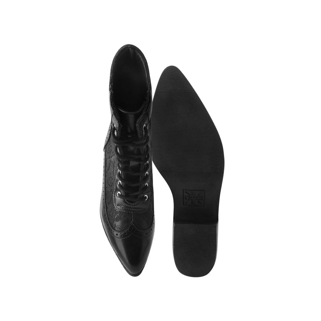 TUK Shoes Anarchic Pointed Cuban Heel Victorian Lace Black Vegan Leather