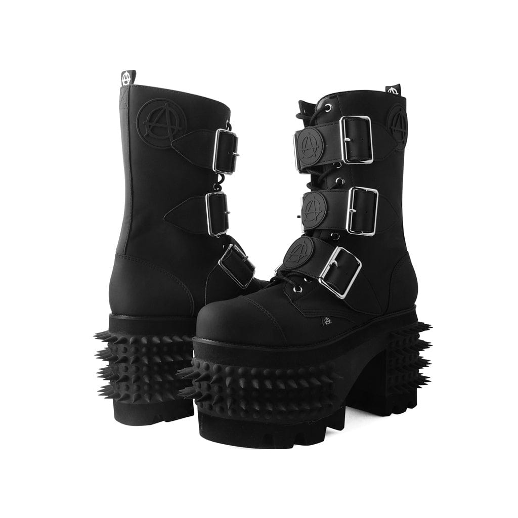 TUK Shoes Anarchic Stomp Big Buckle Boot Black Vegan Leather