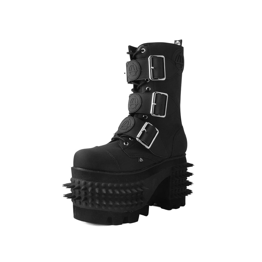 TUK Shoes Anarchic Stomp Big Buckle Boot Black Vegan Leather