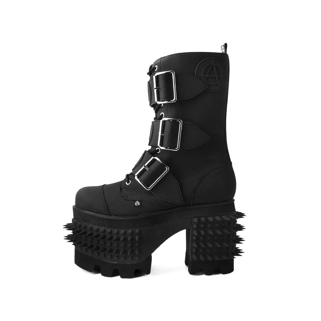 TUK Shoes Anarchic Stomp Big Buckle Boot Black Vegan Leather