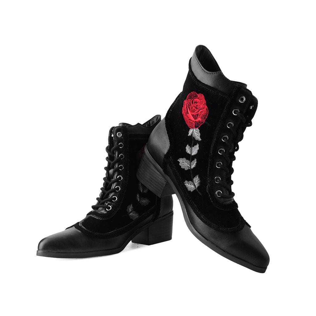 TUK Shoes Anarchic Pointed Cuban Heel Boot Black Velvet