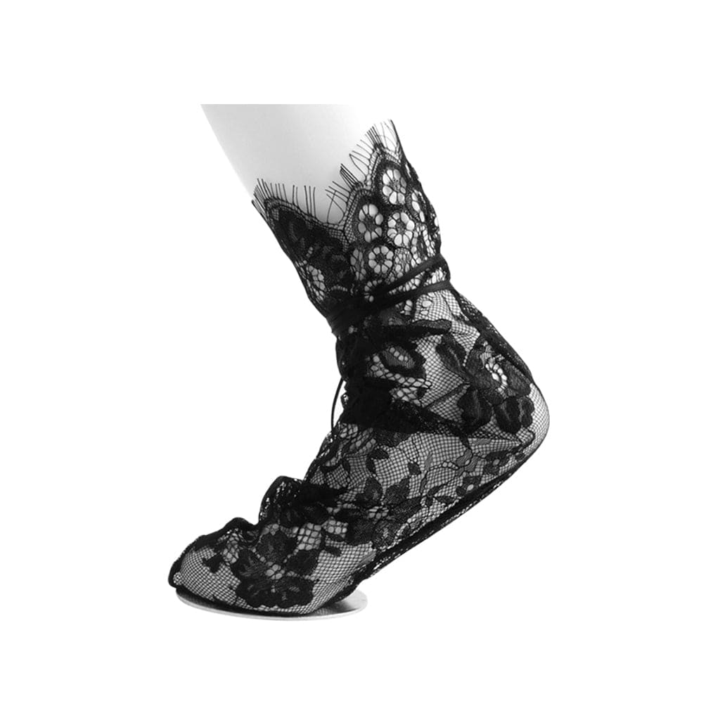 TUK Shoes T.U.K. Ankle Sock Black Lace Ribbon Tie Womens