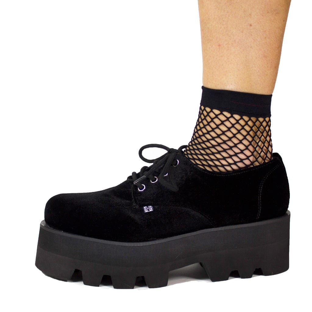 TUK Shoes T.U.K. Ankle Sock Black Fishnet Crew Womens