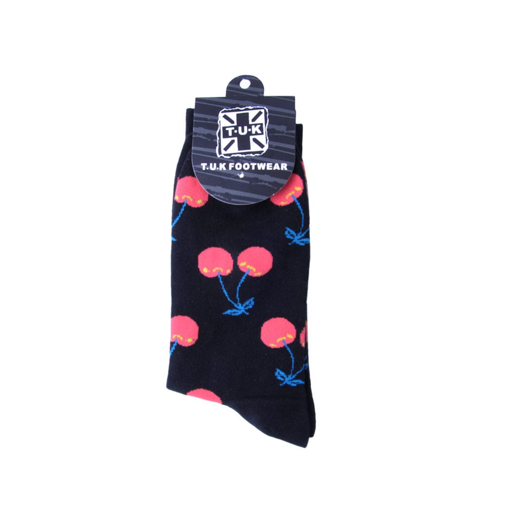 TUK Shoes T.U.K. Ankle Sock Black / Cherry Print Womens