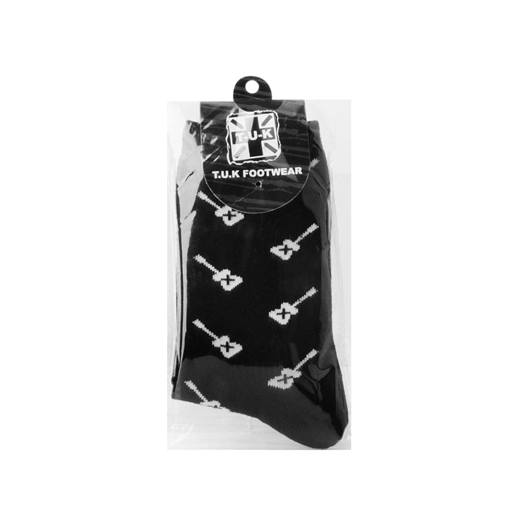TUK Shoes T.U.K. Ankle Sock Black / White Guitars Womens