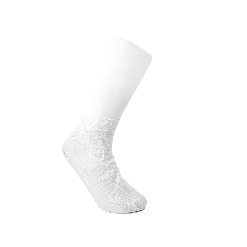 TUK Shoes T.U.K. Ankle Sock White Lace Ribbon Tie Womens