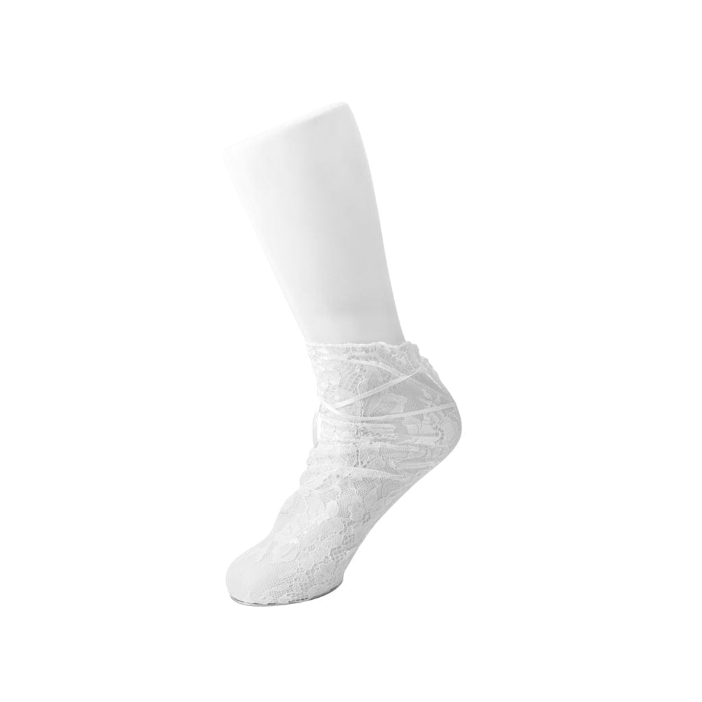 TUK Shoes T.U.K. Ankle Sock White Lace Ribbon Tie Womens