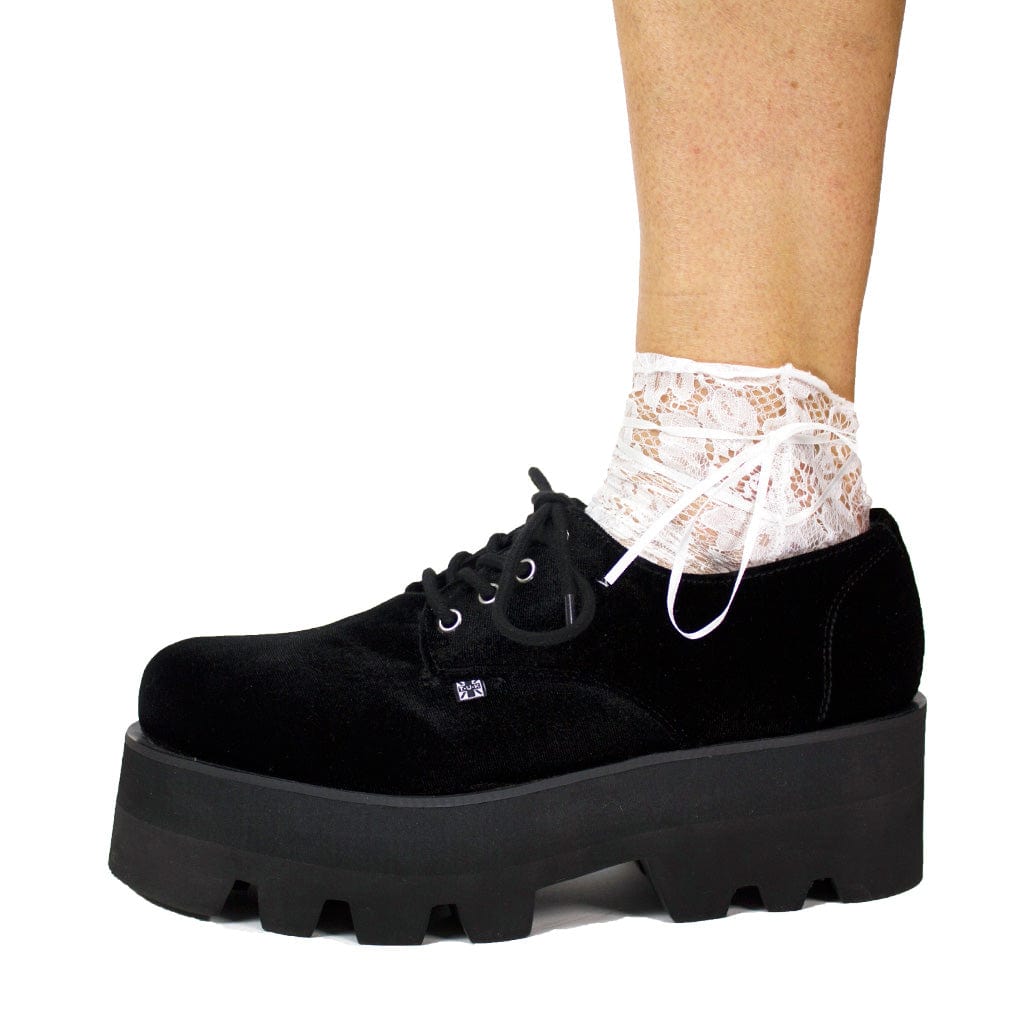 TUK Shoes T.U.K. Ankle Sock White Lace Ribbon Tie Womens