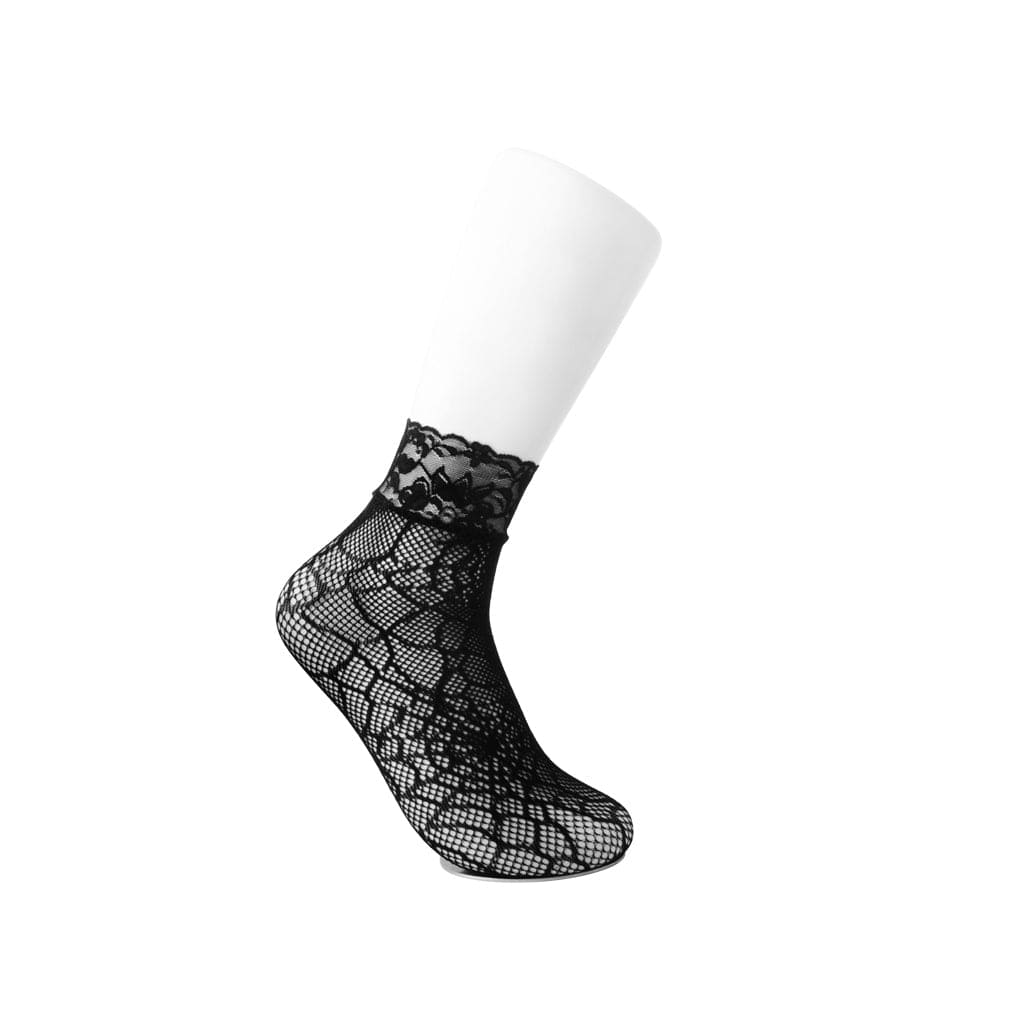 TUK Shoes T.U.K. Ankle Sock Black Spiderweb Lace Womens