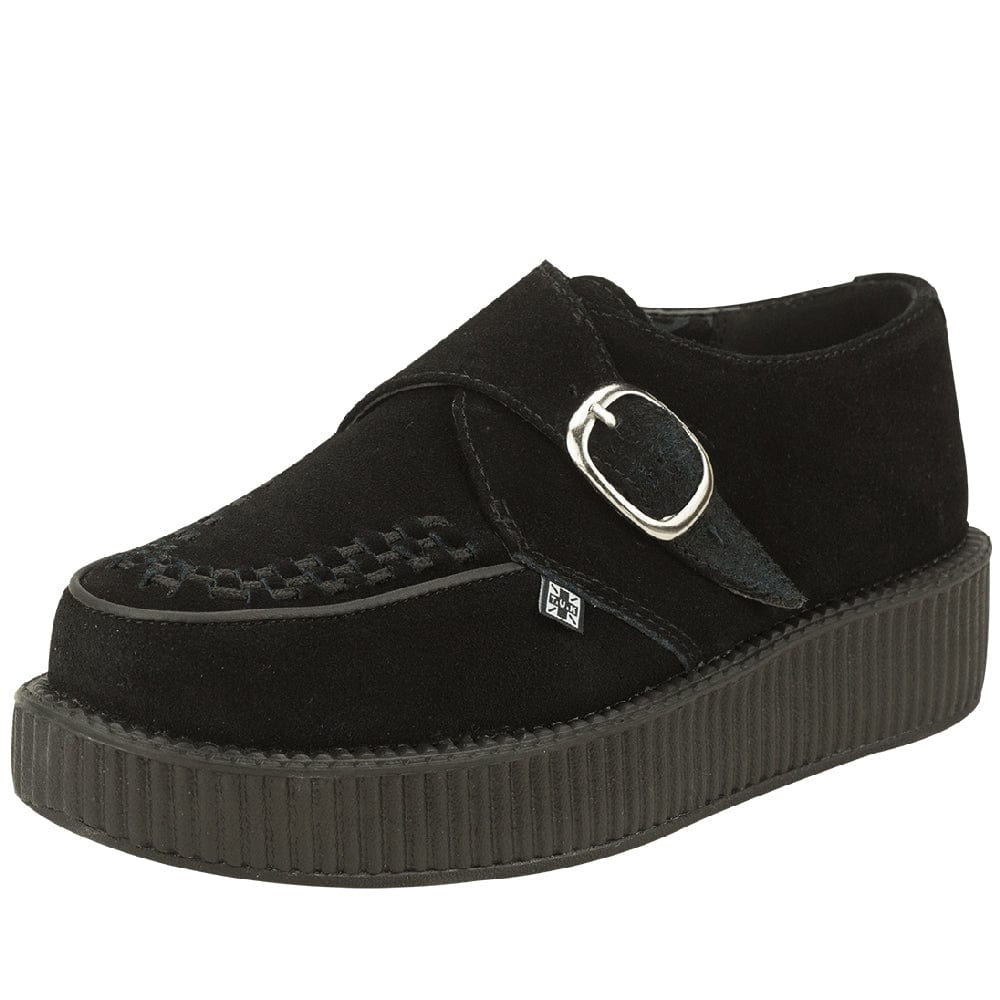 TUK Shoes Viva Lo Sole Creeper Black Suede Monk Buckle