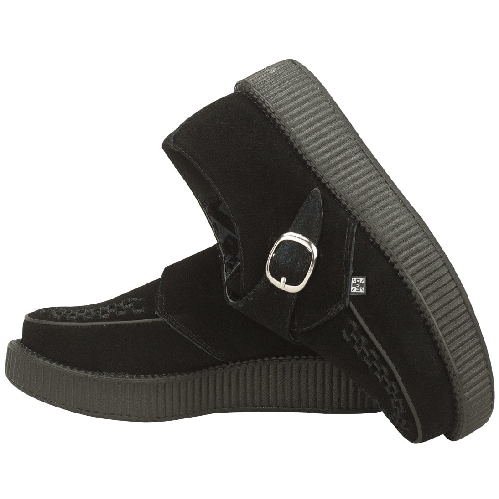 TUK Shoes Viva Lo Sole Creeper Black Suede Monk Buckle