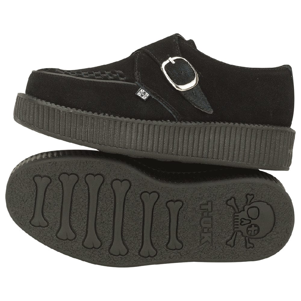 TUK Shoes Viva Lo Sole Creeper Black Suede Monk Buckle