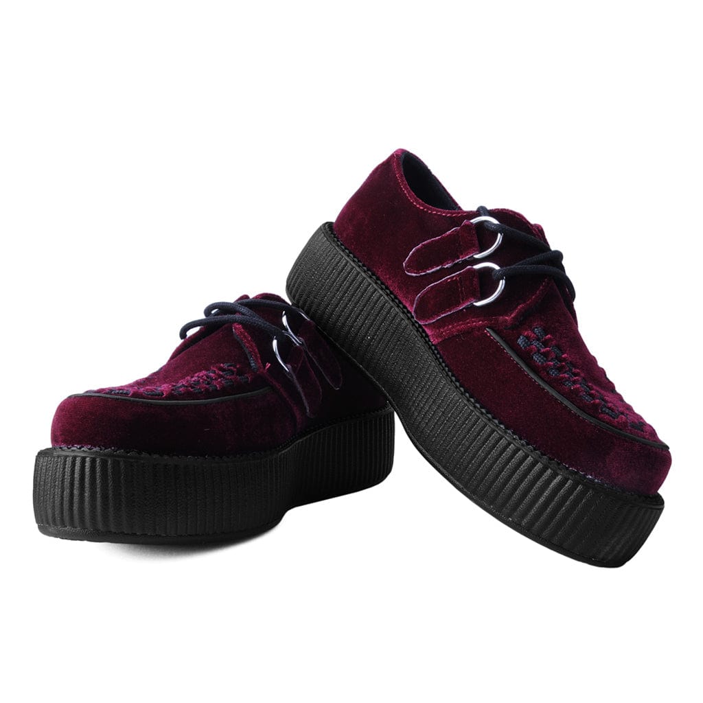 TUK Shoes Viva High Creeper Burgundy Velvet