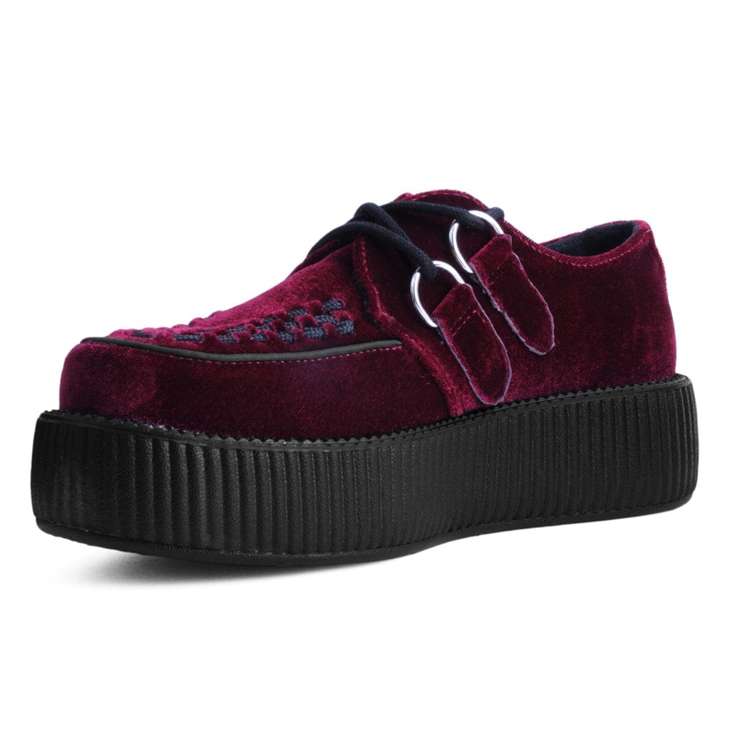 TUK Shoes Viva High Creeper Burgundy Velvet