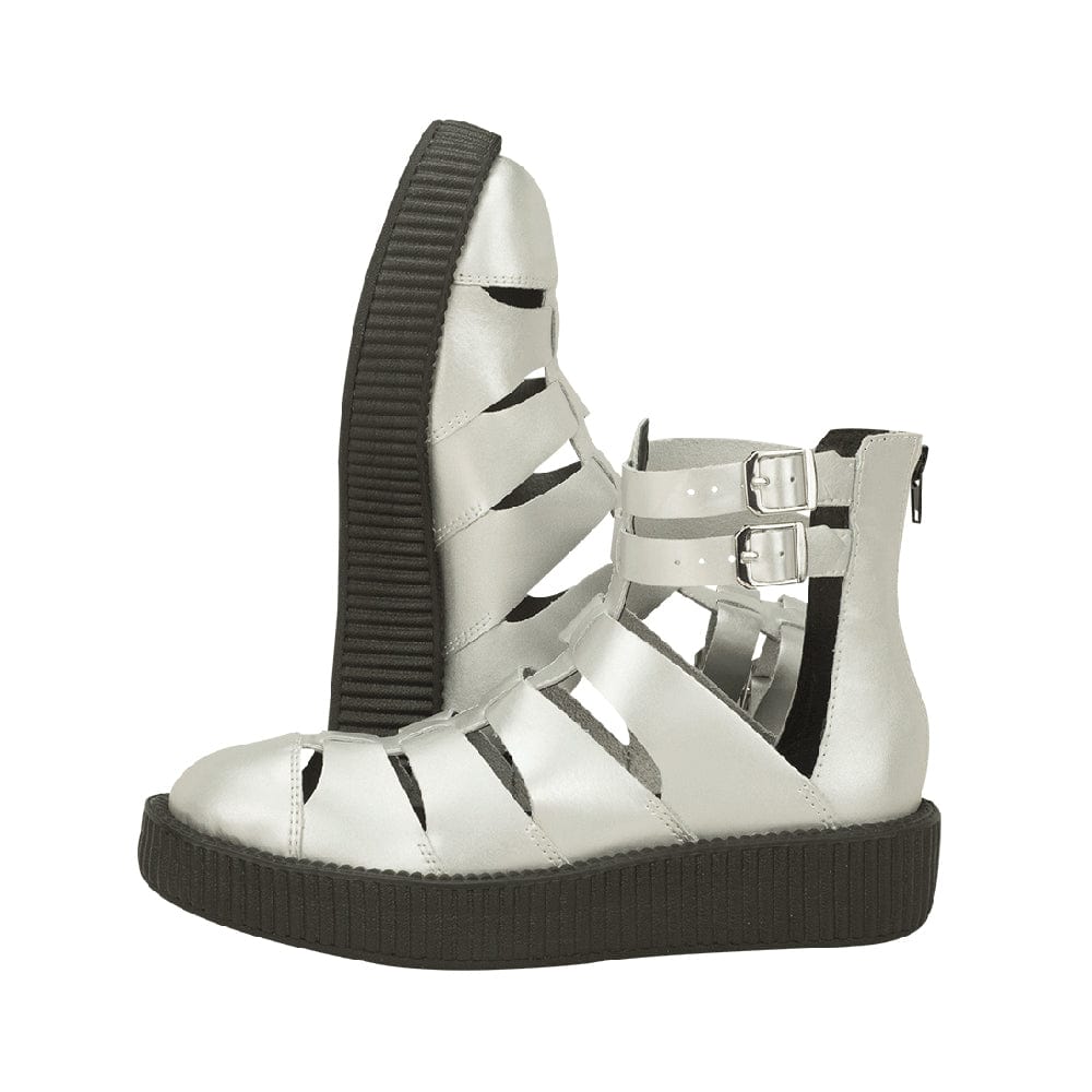 TUK Shoes Viva Lo Sole Creeper Sandal Silver Leather