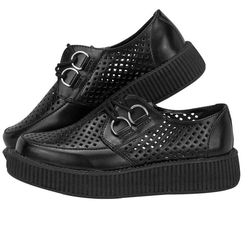 TUK Shoes Viva Lo Sole Creeper Black Perforated Leather