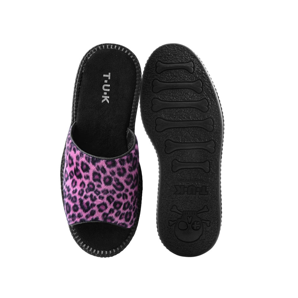 TUK Shoes Viva Mondo Slide Sandal Pink Leopard Fur