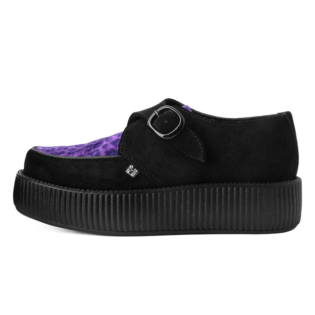 TUK Shoes Viva Hi Mondo Buckle Purple Leopard Fur / Black