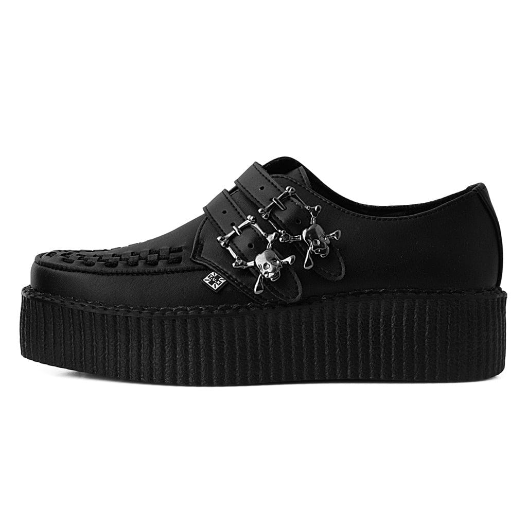 TUK Shoes Viva Hi Creeper Black 2 Strap Skull TUKskin
