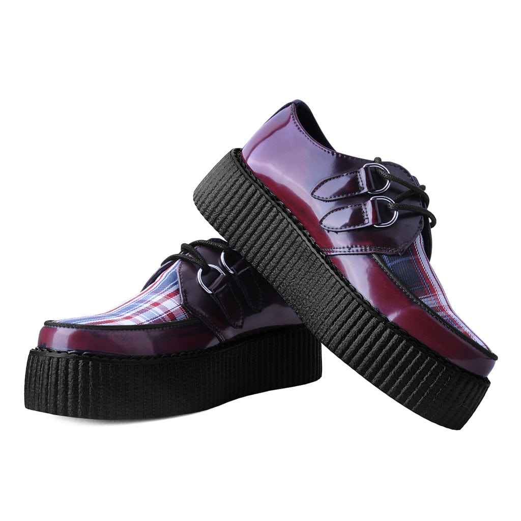 TUK Shoes Viva Hi Sole Creeper Burgundy / Tartan