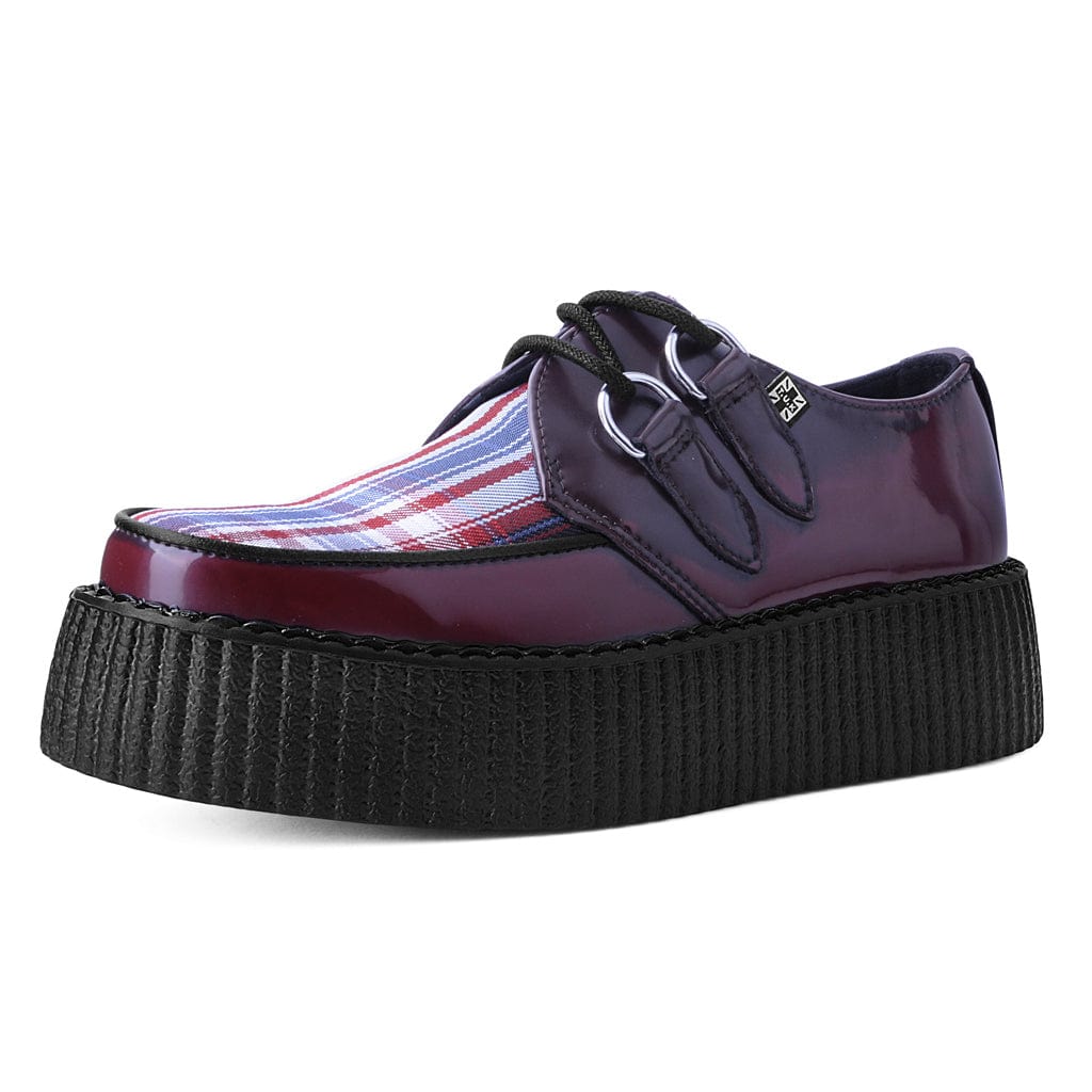 TUK Shoes Viva Hi Sole Creeper Burgundy / Tartan