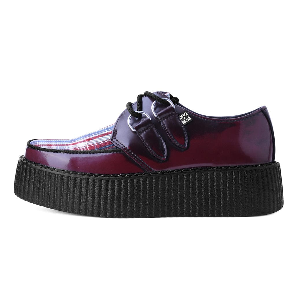 TUK Shoes Viva Hi Sole Creeper Burgundy / Tartan