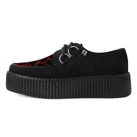Viva High Creeper Black Vegan Suede Black & Burgundy Leopard