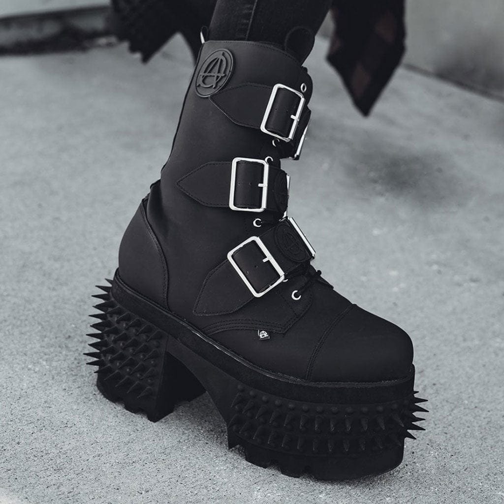 TUK Shoes Anarchic Stomp Big Buckle Boot Black Vegan Leather