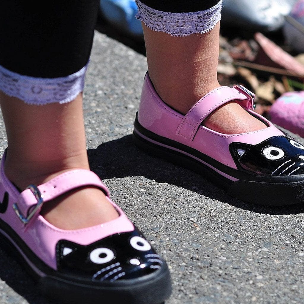 TUK Shoes Mary Jane Kitty Toddler Sneaker Black & Pink