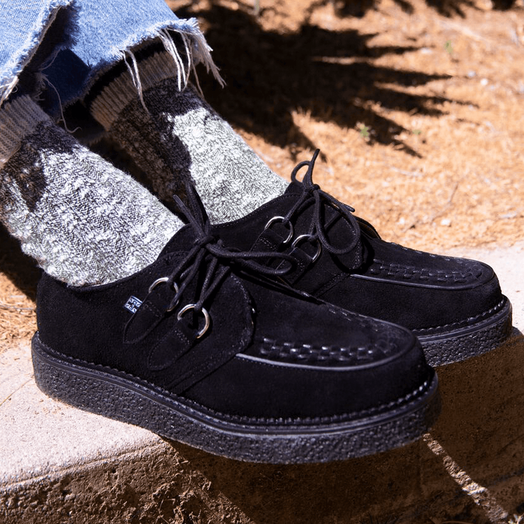 TUK Shoes 1970 Original Creeper Black Suede & White Stitch