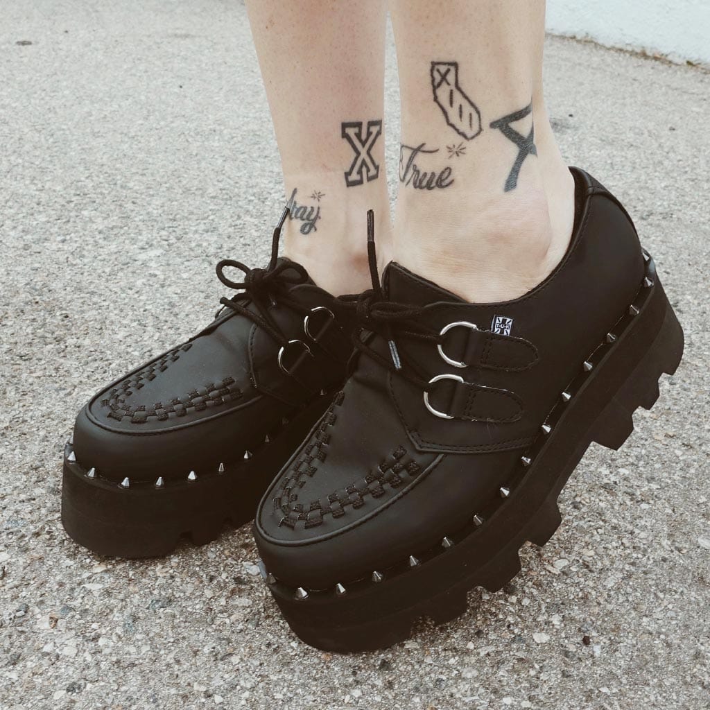 TUK Shoes Dino Lug Sole Creeper Black Faux Leather