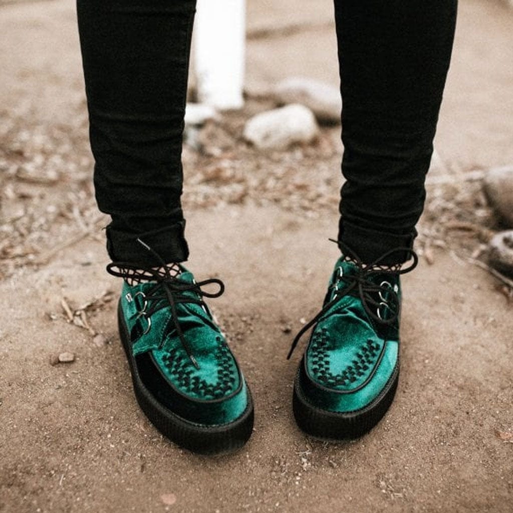 TUK Shoes Viva High Creeper Emerald Velvet