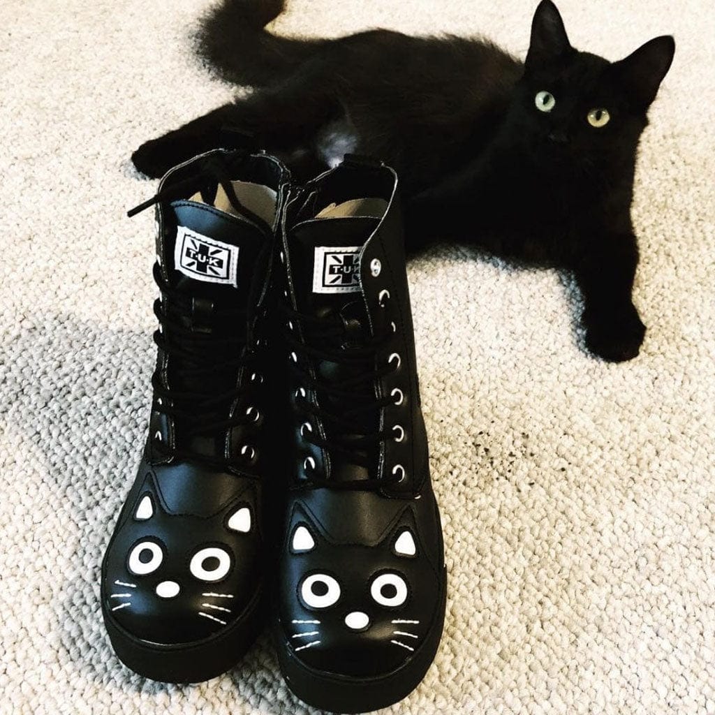 TUK Shoes Kitty Combat Boot Black Vegan Leather